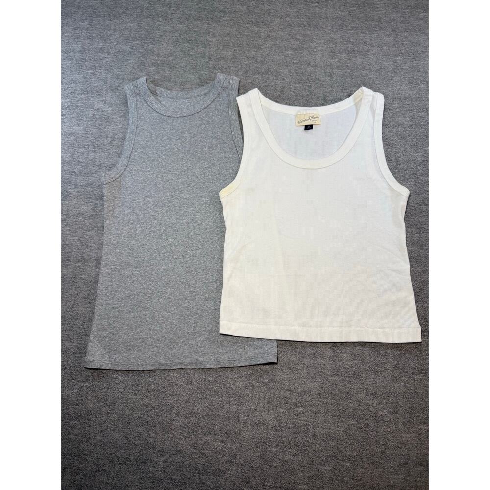 Universal Threads+A new day Lot of 2 Tank Top’s-Gray Medium/White Medium Crop